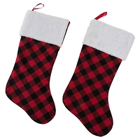 DII® Red & Black Buffalo Check Holiday Stockings Set