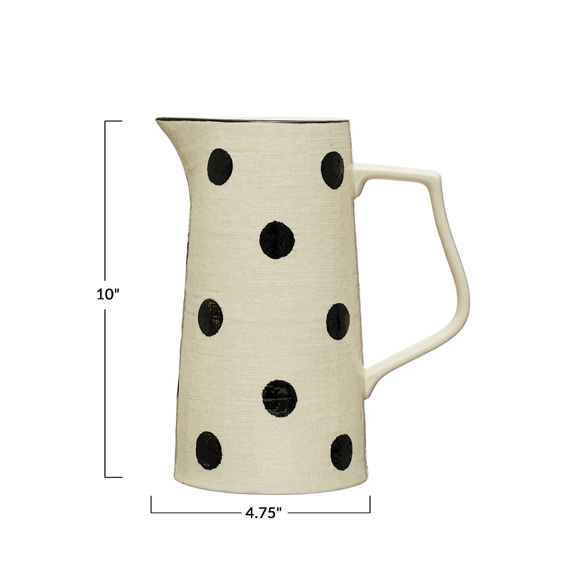 Hello Honey® Ivory & Black Polka Dot Farmhouse Stoneware Pitcher