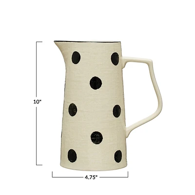 Hello Honey® Ivory & Black Polka Dot Farmhouse Stoneware Pitcher