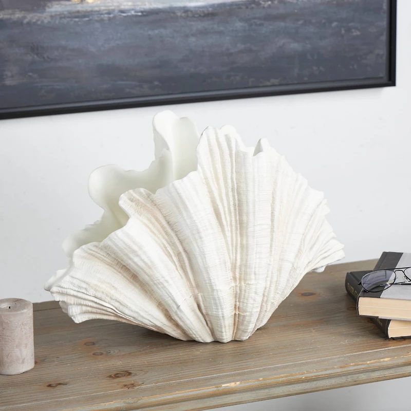 23" Cream Shell Textured Sculpture