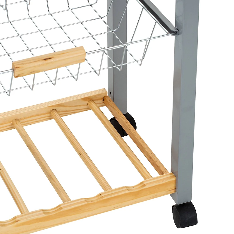 Organize It All Rolling Kitchen Cart with Wine Rack