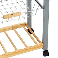 Organize It All Rolling Kitchen Cart with Wine Rack