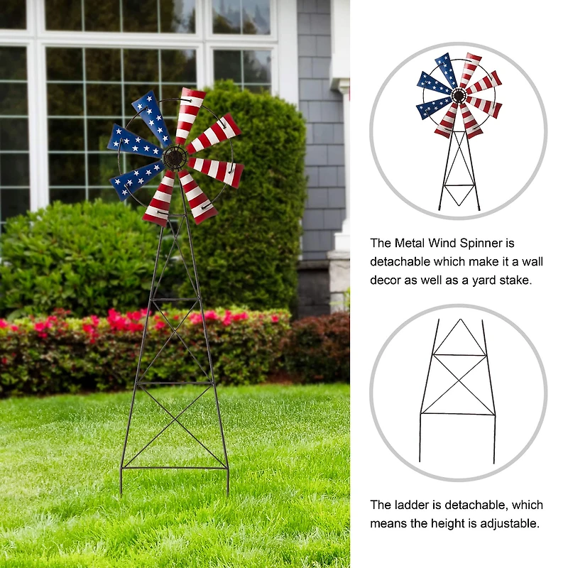 Glitzhome® 41" Stars & Stripes Metal Wind Spinner Yard Stake