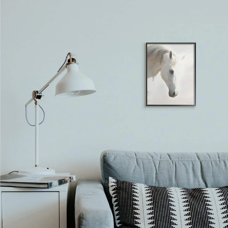 Stupell Industries White Stallion Portrait Minimal Southwestern Horse Framed Wall Art