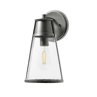 Hello Honey® Robert Stevenson Lighting Jaxon Brushed Nickel Metal & Seedy Glass Outdoor Wall Sconce