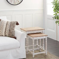 White Mango Wood Farmhouse Accent Table, 24" x 22" x 14"