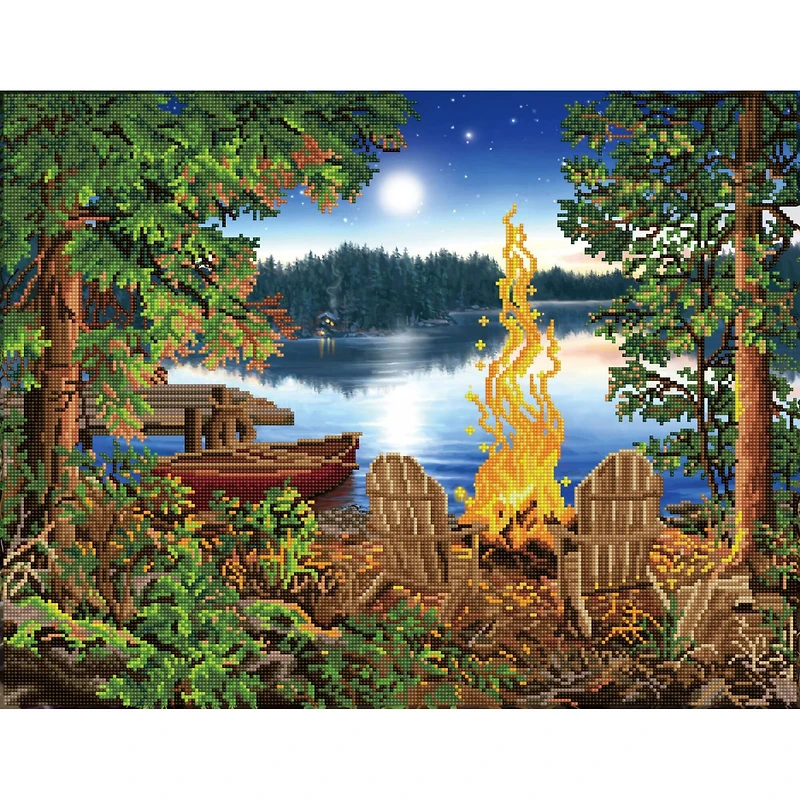 Diamond Dotz® Advanced Lakeside Red Canoe Diamond Painting Kit
