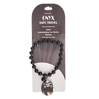 John Bead Onyx Black Natural Stone Bracelet with Agate & Skull Charm