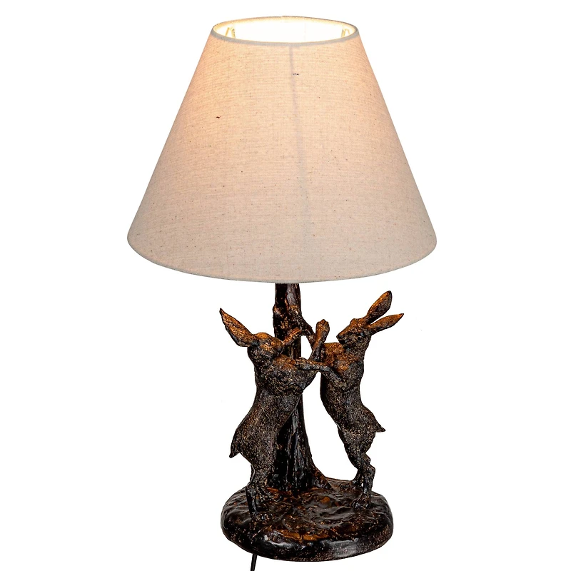 Hello Honey® 18.5" Brown & Natural Bunny Rabbit Table Lamp with Linen Empire Shade