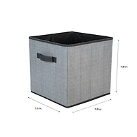 Simplify 12" Collapsible Herringbone Gray Storage Cube