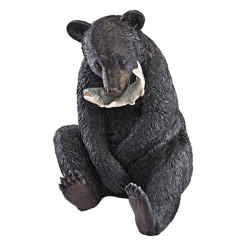 Design Toscano 22" The Expert Fisherman Black Bear Statue