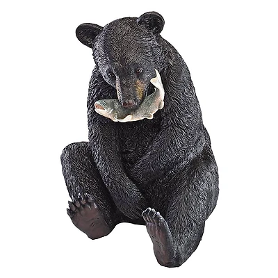 Design Toscano 22" The Expert Fisherman Black Bear Statue