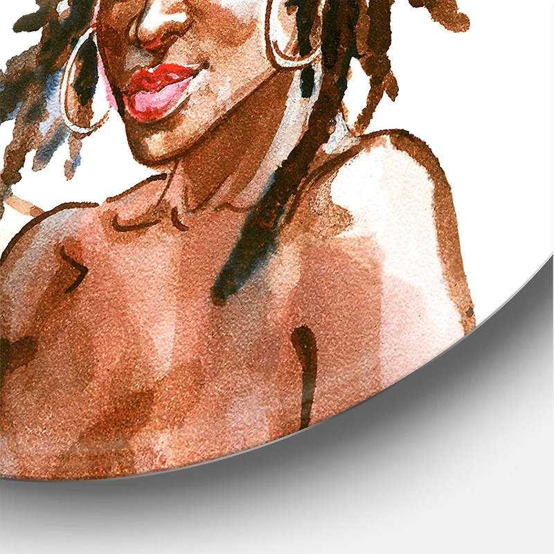 Designart - Portrait of Afro American Couple - Modern Metal Circle Wall Art