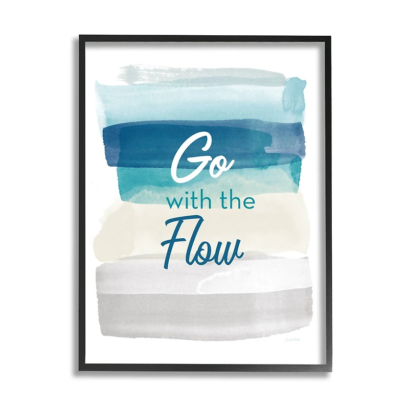 Stupell Industries Go with the Flow Nautical Beach Tone Wall Art in Frame