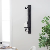 Black Iron Rustic Candle Wall Sconce, 36" x 8" x 5"