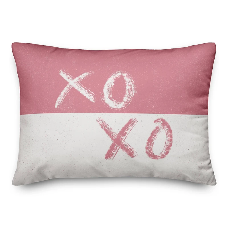 XOXO Brush Strokes Distress Rectangle Throw Pillow