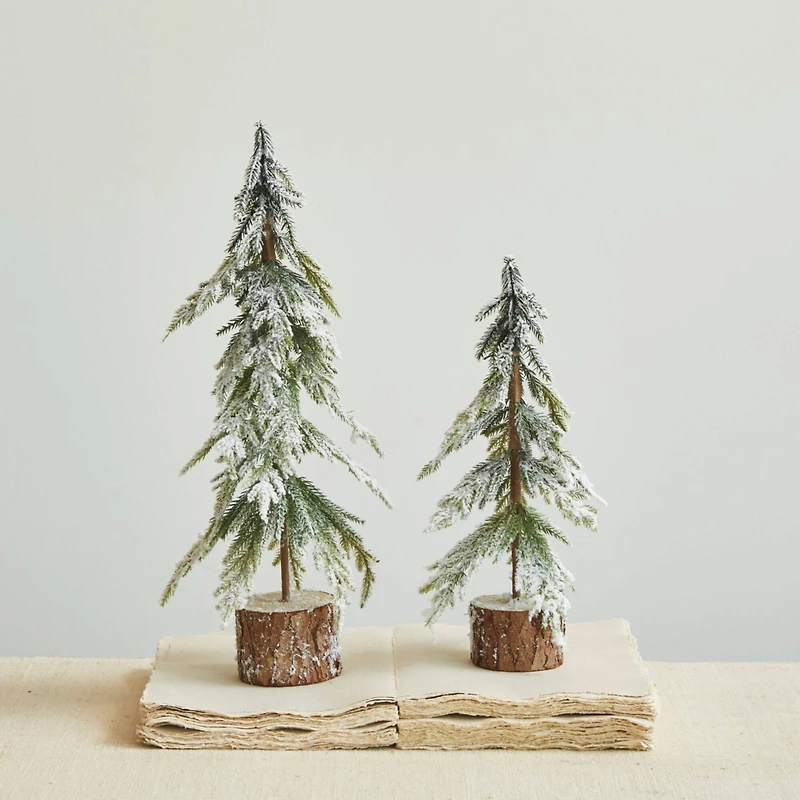 Hello Honey Snow Finish Faux Fir Tree with Wood Base