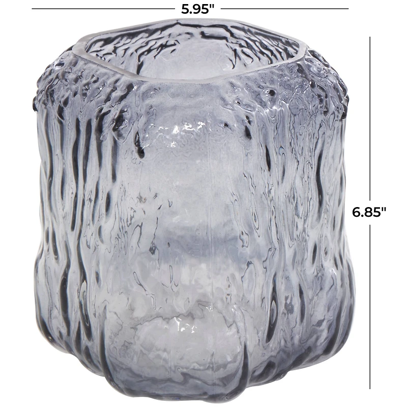 7" Gray Abstract Square Ombre Glass Vase