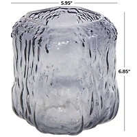 7" Gray Abstract Square Ombre Glass Vase