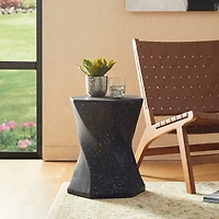 Glitzhome® 17.75" Multifunctional Twist-Style Faux Terrazzo Garden Stool