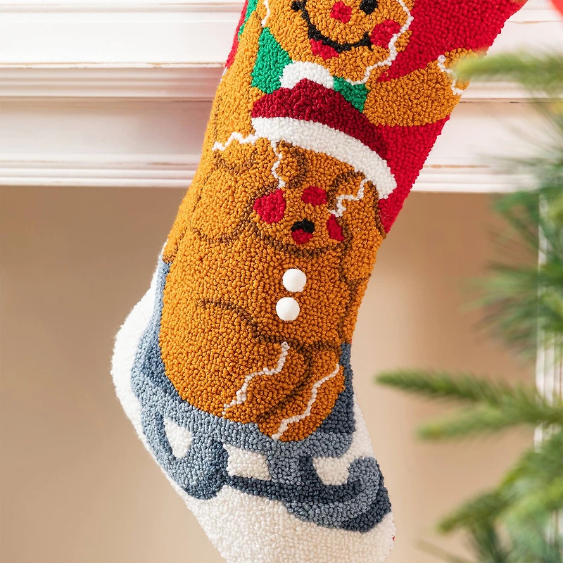 Glitzhome® 21"L Hooked Christmas Gingerbread Man Stocking