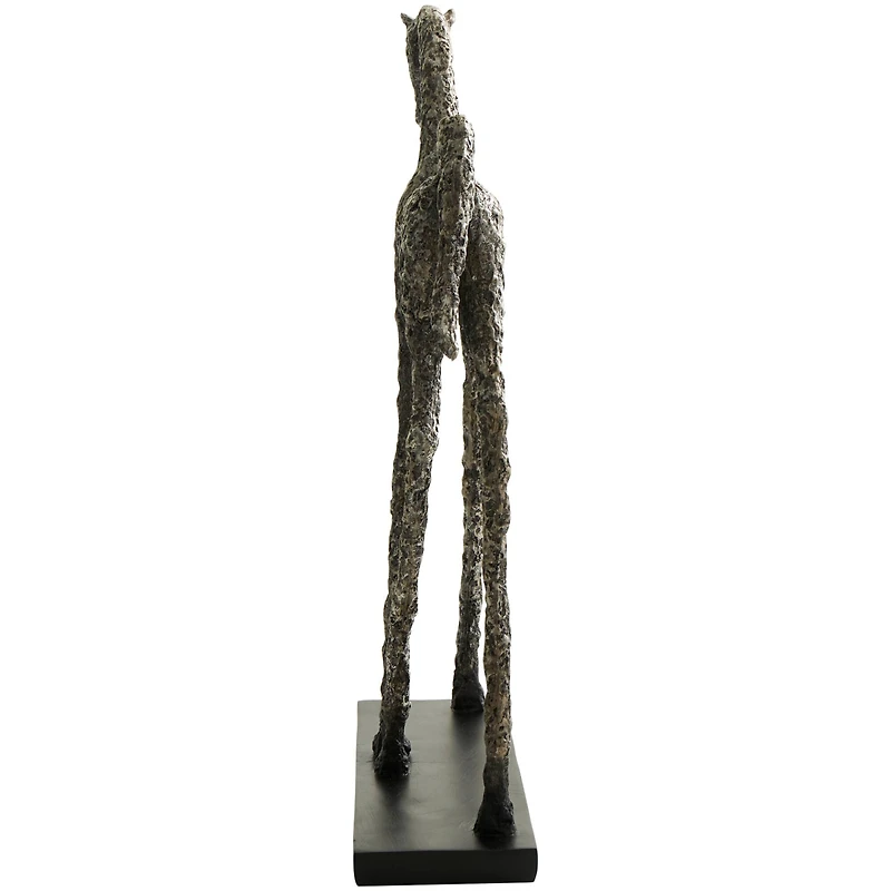 16.5" Bronze Polystone Horse Textured Slim Frame Sculpture with Silver Accents
