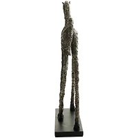 16.5" Bronze Polystone Horse Textured Slim Frame Sculpture with Silver Accents