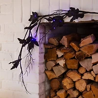 6.5ft. Pre-Lit Artificial Halloween Black Maple Garland with 48 Orange & Purple LED Lights