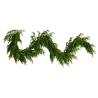 6ft. Pre-Lit Artificial Real Touch Norfolk Island Pine Garland with 35 Warm White LED Lights and Natural Look