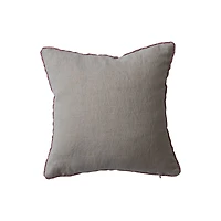 Hello Honey® 12" Hand-Embroidered Holly Cotton & Linen Throw Pillow with Blanket Stitch Edge