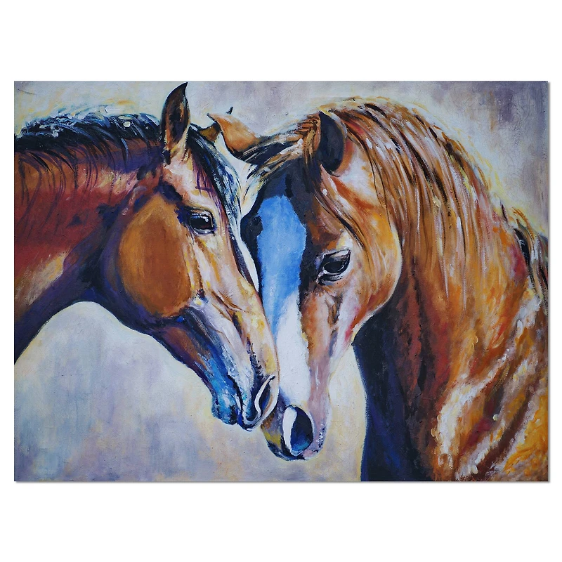Designart - Brown Amorous Horses