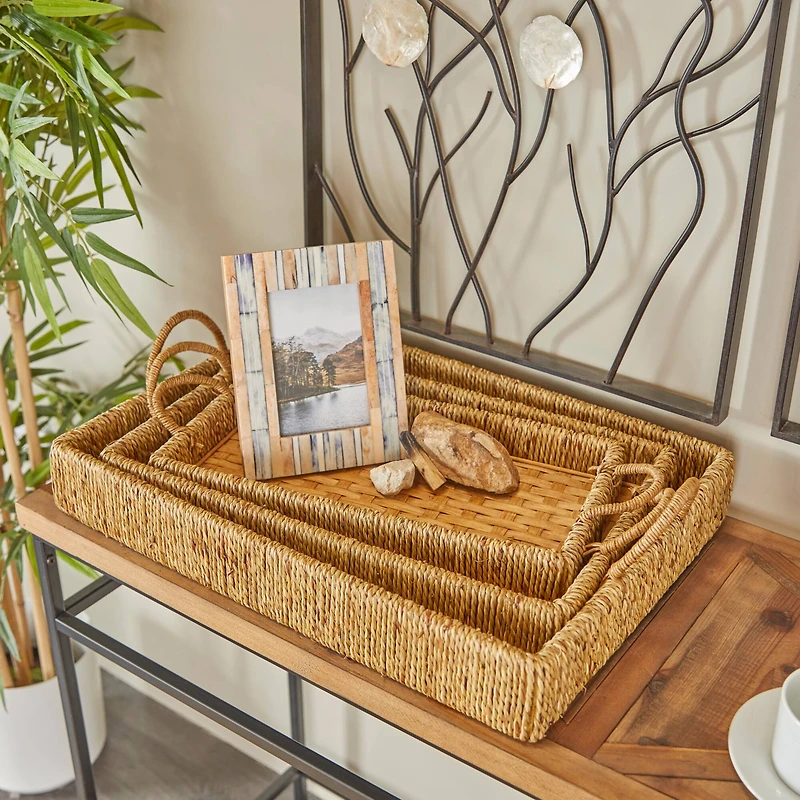 Bamboo Woven Tray Set