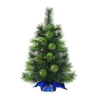 6 Pack: 2ft. Pre-Lit Artificial Christmas Tree in Blue Fabric Base, Warm White LED Lights