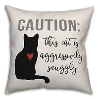 Caution Snuggly Cat Throw Pillow