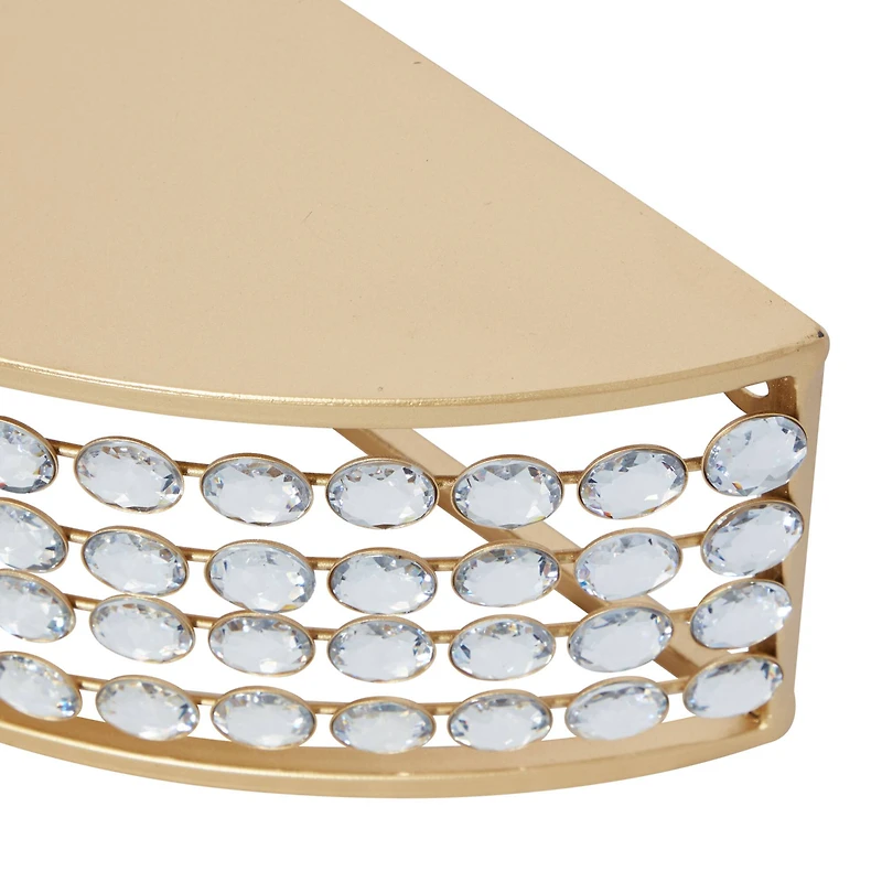 Set of 2 Gold Metal Contemporary Wall Shelves 28", 24"