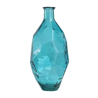 24" Teal Recycled Glass Tall Spanish Bottleneck Vase
