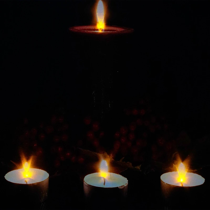 LED Lighted Red & Green Candles Christmas Canvas Wall Art