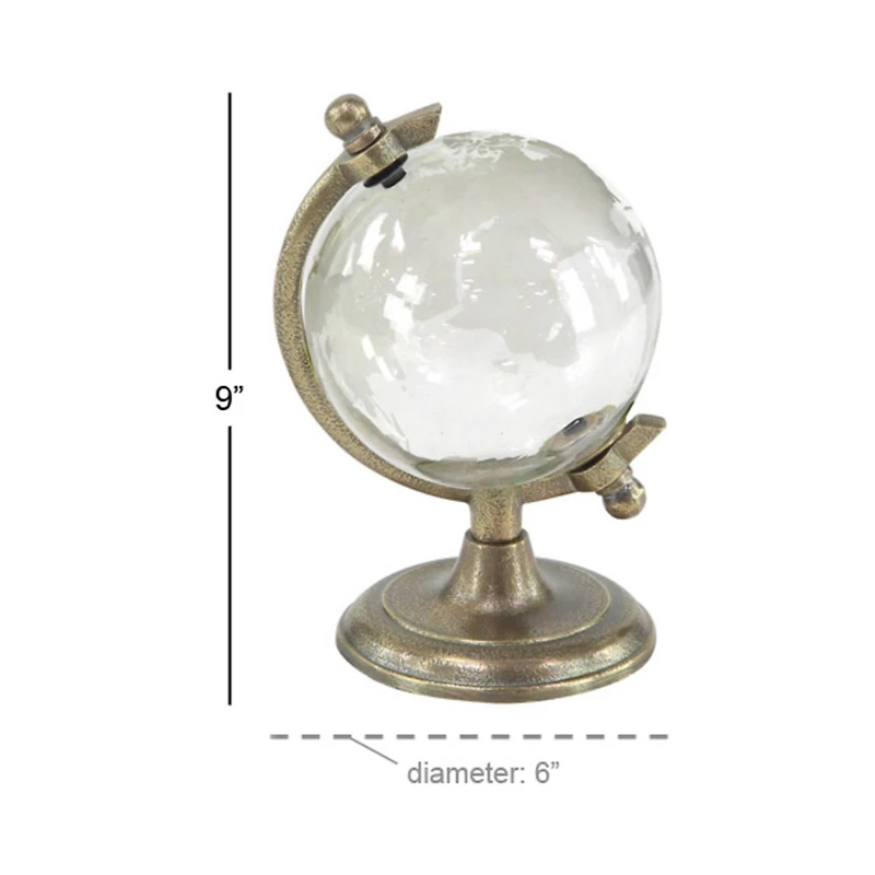 9" Contemporary White Glass Globe with Aluminum Base