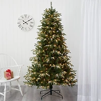 7ft. Pre-Lit Snowed Grand Teton Artificial Christmas Tree with Clear LED Lights