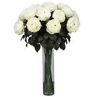 2.5ft. White Fancy Rose In Glass Cylinder Vase