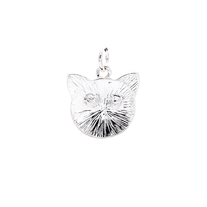 Charmalong™ Silver Plated & Stone Paved Cat Charm by Bead Landing™