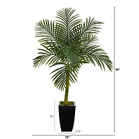 4.5ft. Golden Cane Palm Tree in Black Metal Planter