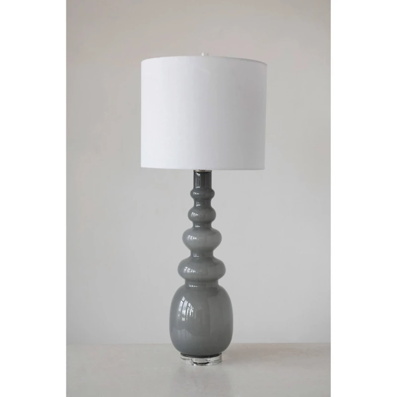 Hello Honey® 41" Glass Floor/Table Lamp with White Linen Shade