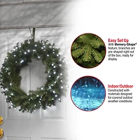 30" Cool White LED Memory-Shape® Norwood Fir Wreath