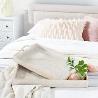 Cream Wood Boho Style Tray Set