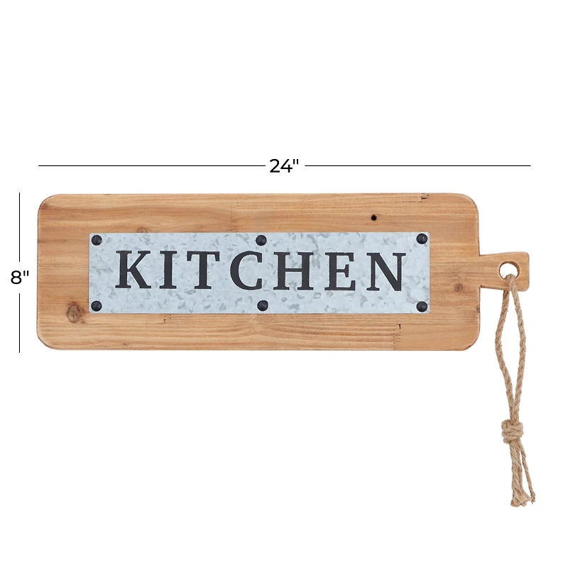 Brown Fir Modern Farmhouse Wall Decor, 8" x 24" x 1"