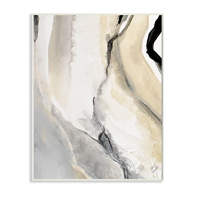 Stupell Industries Abstract Paint Strokes Fluid Beige Movement Wood Wall Plaque