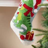 Glitzhome® 21"L Hooked Christmas Dinosaur Stocking