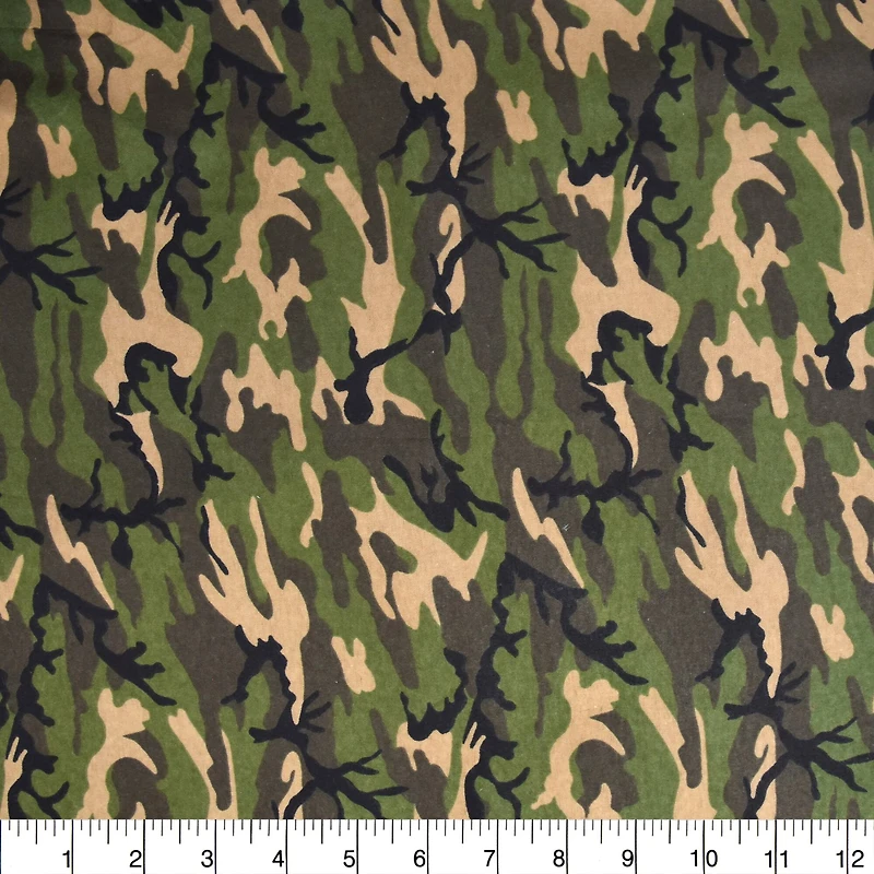 Feldman Green Camo Cotton Flannel