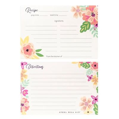 Steel Mill & Co.® Mint Floral Double-Sided Recipe Cards, 40ct.
